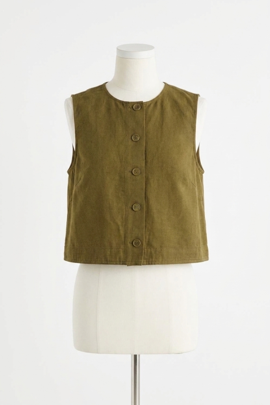 NEW APIECE APART godet tank top in dark olive